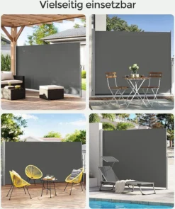 SONGMICS Seitenmarkise, Sichtschutz, 200 X 400 Cm, Ausziehbar Aus 220 G/m² Polyester,Blickdicht, Seitenrollo, Für Balkon, Terrasse, Garten, Anthrazit GSA204G02 12 SONGMICS Seitenmarkise, Sichtschutz, 200 X 400 Cm, Ausziehbar Aus 220 G/m² Polyester,Blickdicht, Seitenrollo, Für Balkon, Terrasse, Garten, Anthrazit GSA204G02 -Songmics Verkaufsgeschäft 1c806b71c5c6e43676df75b885797fd8
