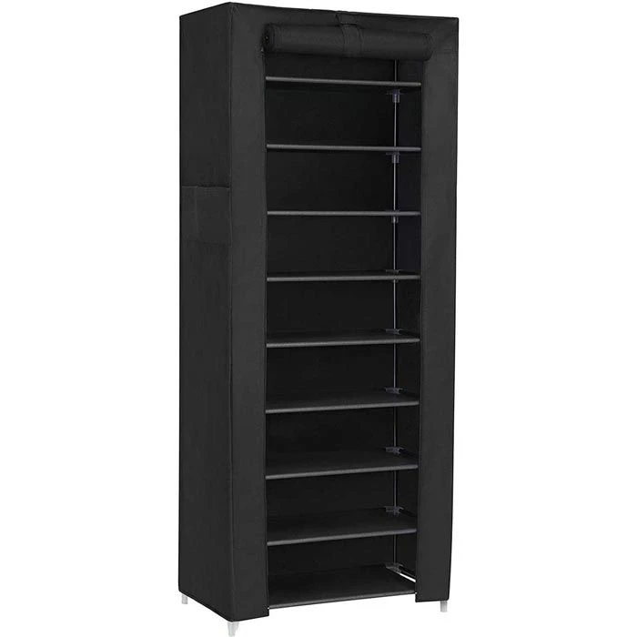 Songmics Schuhschrank RXJ10H, Schwarz, Aus Stoff, Für 27 Paar, 58 X 160 X 28cm 1 Songmics Schuhschrank RXJ10H, Schwarz, Aus Stoff, Für 27 Paar, 58 X 160 X 28cm