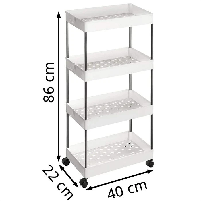 Songmics Küchenwagen KSC10WT, Mit Rollen, Nischenregal, Weiß, 40 X 86 X 22cm, Aus Kunststoff 2 Songmics Küchenwagen KSC10WT, Mit Rollen, Nischenregal, Weiß, 40 X 86 X 22cm, Aus Kunststoff - Image 2