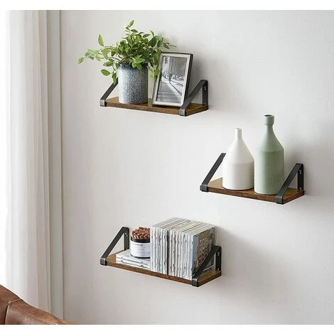 VASAGLE Wandregal Im Industrie-Design, Schweberegal, 3er Set, Wandmontage, Stabiles Regal Zur Präsentation, Für Wohnzimmer, Badezimmer, Küche, Vintage, Dunkelbraun Von SONGMICS LWS33BX 1 VASAGLE Wandregal Im Industrie-Design, Schweberegal, 3er Set, Wandmontage, Stabiles Regal Zur Präsentation, Für Wohnzimmer, Badezimmer, Küche, Vintage, Dunkelbraun Von SONGMICS LWS33BX