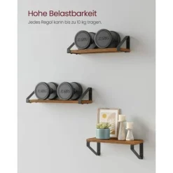 VASAGLE Wandregal Im Industrie-Design, Schweberegal, 3er Set, Wandmontage, Stabiles Regal Zur Präsentation, Für Wohnzimmer, Badezimmer, Küche, Vintage, Dunkelbraun Von SONGMICS LWS33BX 7 VASAGLE Wandregal Im Industrie-Design, Schweberegal, 3er Set, Wandmontage, Stabiles Regal Zur Präsentation, Für Wohnzimmer, Badezimmer, Küche, Vintage, Dunkelbraun Von SONGMICS LWS33BX -Songmics Verkaufsgeschäft 20471934 3