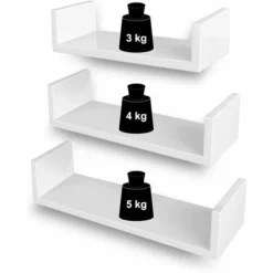 Songmics Wandregal 3er Set U-Form Schweberegal Kreatives Lounge Cube Regal Aus MDF-Platte Weiß LWS40WT -Songmics Verkaufsgeschäft 20805724 4