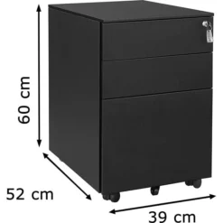 Songmics Rollcontainer OFC60BK, Metall, Schwarz, Mit 2 Schüben Und Hängeregistratur, Abschließbar -Songmics Verkaufsgeschäft 20a9d066140535c300a75f19fb3f2c6e9eab36cd rollcontainer songmics ofc60bk metall schwarz