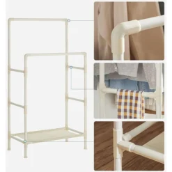 Songmics Garderobenständer RDR01WT, Bis 55 Kg, Mit 2 Kleiderstangen Und Ablage, Metall, Weiß -Songmics Verkaufsgeschäft 22fbe083143e74971ff6cf9117edf575ba08f5b4 garderobenstaender songmics rdr01wt bis 55 kg