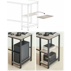 VASAGLE Schreibtisch, L-förmiger Computertisch, Eckschreibtisch Mit 2 Ablagen, Platzsparender Bürotisch Im Industrie-Design, Gaming, Einfacher Aufbau, Greige-schwarz Von SONGMICS LWD72MB -Songmics Verkaufsgeschäft 23416364 5