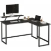VASAGLE Schreibtisch, L-förmiger Computertisch Mit Beweglichem Monitoraufsatz, Eckschreibtisch, Büro, Arbeitszimmer, Gaming, Platzsparend, Einfache Montage, Metall, Schwarz Von SONGMICS LWD56BK