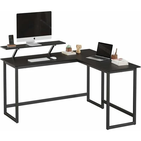 VASAGLE Schreibtisch, L-förmiger Computertisch Mit Beweglichem Monitoraufsatz, Eckschreibtisch, Büro, Arbeitszimmer, Gaming, Platzsparend, Einfache Montage, Metall, Schwarz Von SONGMICS LWD56BK 1 VASAGLE Schreibtisch, L-förmiger Computertisch Mit Beweglichem Monitoraufsatz, Eckschreibtisch, Büro, Arbeitszimmer, Gaming, Platzsparend, Einfache Montage, Metall, Schwarz Von SONGMICS LWD56BK