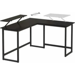 VASAGLE Schreibtisch, L-förmiger Computertisch Mit Beweglichem Monitoraufsatz, Eckschreibtisch, Büro, Arbeitszimmer, Gaming, Platzsparend, Einfache Montage, Metall, Schwarz Von SONGMICS LWD56BK 8 VASAGLE Schreibtisch, L-förmiger Computertisch Mit Beweglichem Monitoraufsatz, Eckschreibtisch, Büro, Arbeitszimmer, Gaming, Platzsparend, Einfache Montage, Metall, Schwarz Von SONGMICS LWD56BK -Songmics Verkaufsgeschäft 23532748 4