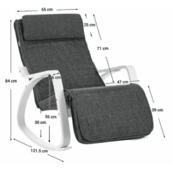 Songmics Schaukelstuhl Aus Birkenholz, Relaxstuhl, Fußstütze 5-stufig Verstellbar, Bezug Aus Leinenimitat, Bis 150 Kg Belastbar, Wohnzimmer Und Schlafzimmer, Dunkelgrau LYY011G01 -Songmics Verkaufsgeschäft 23627468 5