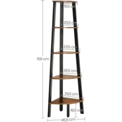 VASAGLE Eckregal, Bücherregal Mit 5 Ablagen Im Industrie-Design, Leiterregal Mit Metallrahmen, Fürs Wohnzimmer, Büro, Vintage Von SONGMICS LLS35X 9 VASAGLE Eckregal, Bücherregal Mit 5 Ablagen Im Industrie-Design, Leiterregal Mit Metallrahmen, Fürs Wohnzimmer, Büro, Vintage Von SONGMICS LLS35X -Songmics Verkaufsgeschäft 23627490 5