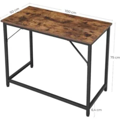 VASAGLE Schreibtisch, Computertisch, Schmaler Bürotisch, 100 X 50 X 75 Cm, Arbeitszimmer, Homeoffice, Büro, Einfacher Aufbau, Metall, Industrie-Design, Vintagebraun-schwarz Von SONGMICS LWD41X -Songmics Verkaufsgeschäft 23728350 5
