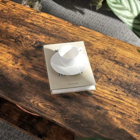 VASAGLE Couchtisch, Mit Stauraum, Schublade, Offenes Fach, Für Wohnzimmer, Esszimmer, 100 X 50 X 45 Cm, Vintagebraun Von SONGMICS LCT028X01 4 VASAGLE Couchtisch, Mit Stauraum, Schublade, Offenes Fach, Für Wohnzimmer, Esszimmer, 100 X 50 X 45 Cm, Vintagebraun Von SONGMICS LCT028X01 - Image 4