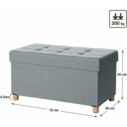 Songmics Sitztruhe, Faltbare Sitzbank, Sitzhocker Mit Stauraum Und Deckel, Füße Aus Massivholz, Platzsparend, 65 L, Bis 300 Kg Belastbar, 76 X 38 X 40 Cm, Für Schlafzimmer, Flur, Hellgrau LSF16GYX 9 Songmics Sitztruhe, Faltbare Sitzbank, Sitzhocker Mit Stauraum Und Deckel, Füße Aus Massivholz, Platzsparend, 65 L, Bis 300 Kg Belastbar, 76 X 38 X 40 Cm, Für Schlafzimmer, Flur, Hellgrau LSF16GYX -Songmics Verkaufsgeschäft 24188198 5
