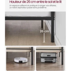 Songmics VASAGLE Doppelbettgestell, Bettrahmen, Bettgestell Aus Metall, Passend Für 140 X 190 Cm Matratze, Gästebett, Für Erwachsene, Kinder, Einfache Montage, Für Kleine Räume, Schwarz By SONGMIC RMB063B01 -Songmics Verkaufsgeschäft 24368527 3