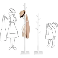 VASAGLE Garderobenständer, Kleiderständer, Massivholz, Freistehend, Baumform, 8 Haken Für Jacken, Hüte, Taschen, Eingangsbereich, Flur, Haken Und Haltestange Aus Kautschukholz, Weiß Von SONGMICS RCR01 -Songmics Verkaufsgeschäft 24616765 4