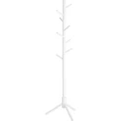 VASAGLE Garderobenständer, Freistehender Kleiderständer, Garderobe Aus Massivholz, In Baumform, Mit 8 Haken, Für Kleidung, Hüte, Taschen, Flur, Eingangsbereich, Weiß Von SONGMICS RCR04WT
