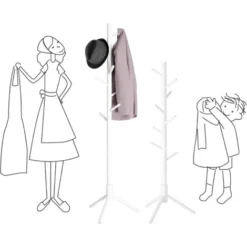 VASAGLE Garderobenständer, Freistehender Kleiderständer, Garderobe Aus Massivholz, In Baumform, Mit 8 Haken, Für Kleidung, Hüte, Taschen, Flur, Eingangsbereich, Weiß Von SONGMICS RCR04WT -Songmics Verkaufsgeschäft 24616772 4