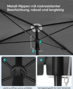 SONGMICS Sonnenschirm 200 X 125 Cm, UPF 50+, Sonnenschutz, Beidseitig Um 30° Knickbar, Höhenverstellbar, Mit Aufbewahrungstasche, Grau GPU25GY 13 SONGMICS Sonnenschirm 200 X 125 Cm, UPF 50+, Sonnenschutz, Beidseitig Um 30° Knickbar, Höhenverstellbar, Mit Aufbewahrungstasche, Grau GPU25GY -Songmics Verkaufsgeschäft 2559984b0c45cadc08e5f56ed6455560
