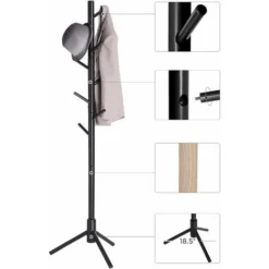 VASAGLE Garderobenständer, Freistehender Kleiderständer, Garderobe Aus Massivholz, In Baumform, Mit 8 Haken, Für Kleidung, Hüte, Taschen, Flur, Eingangsbereich, Schwarz Von SONGMICS RCR004B01 -Songmics Verkaufsgeschäft 26293104 4
