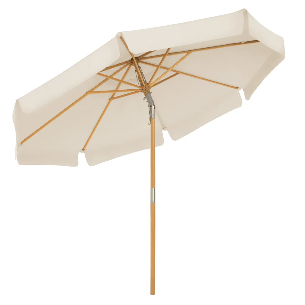 SONGMICS Sonnenschirm 300 Cm, Sonnenschutz Bis UPF 50+, Knickbar, Achteckiger, Schirmmast Und Schirmrippen Aus Holz, Ohne Ständer, Beige GPU32BE 1 SONGMICS Sonnenschirm 300 Cm, Sonnenschutz Bis UPF 50+, Knickbar, Achteckiger, Schirmmast Und Schirmrippen Aus Holz, Ohne Ständer, Beige GPU32BE