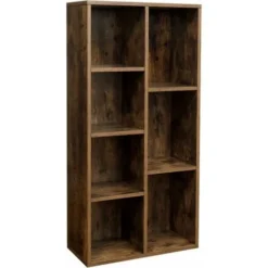 Songmics VASAGLE Bücherregal Mit 7 Fächern, Würfelregal, Offenes Standregal, Für Wohnzimmer, Arbeitszimmer, Büro, 50 X 24 X 106 Cm (L X B X H), Vintage, Dunkelbraun LBC27BX