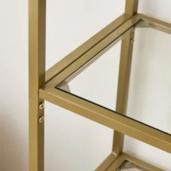 VASAGLE Aufbewahrungsregal, Mit 5 Ebenen, Standregal Aus Hartglas, Bogenförmiges Bücherregal, Für Wohnzimmer, Schlafzimmer, Arbeitszimmer, Golden Von SONGMICS LGT050A01 8 VASAGLE Aufbewahrungsregal, Mit 5 Ebenen, Standregal Aus Hartglas, Bogenförmiges Bücherregal, Für Wohnzimmer, Schlafzimmer, Arbeitszimmer, Golden Von SONGMICS LGT050A01 -Songmics Verkaufsgeschäft 27421887 4