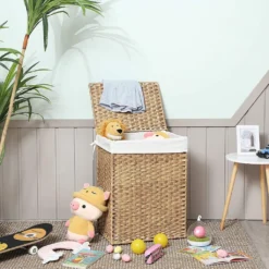 SONGMICS Wäschekorb Handgeflochten, 90 L, Wäschesammler Aus Synthetischem Rattan, Mit Deckel Und Griffen, Faltbar, Wäschesack Herausnehmbar, Naturfarben LCB51NL 9 SONGMICS Wäschekorb Handgeflochten, 90 L, Wäschesammler Aus Synthetischem Rattan, Mit Deckel Und Griffen, Faltbar, Wäschesack Herausnehmbar, Naturfarben LCB51NL -Songmics Verkaufsgeschäft 27f2c2c5a9d759f2f69233b15810a54c