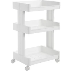 Songmics Küchenwagen KSC01WT, Mit Rollen, Weiß, 45 X 70 X 32cm, Aus Kunststoff