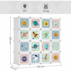 Songmics Kleiderschrank, DIY-Aufbewahrungsschrank, Für Hängende Kleidung, Aufbewahrung, Für Kinder, Mit 16 Würfeln, 4 Hängestangen, 123 X 41 X 123 Cm, Weiß LPC905W01 -Songmics Verkaufsgeschäft 29107540 5