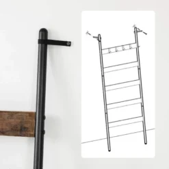 VASAGLE Handtuchleiter, Handtuchregal, Leiterregal, Anlehnregal Mit 5 Sprossen, 60 Cm Breit, Schräg, Für Handtücher, Schals, Decken, Stahlgestell, Industrie-Design, Vintagebraun-schwarz Von SONGMICS L -Songmics Verkaufsgeschäft 29541100 4