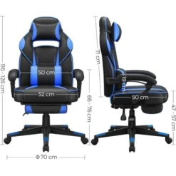 Songmics Gamingstuhl, Schreibtischstuhl Mit Fußstütze, Bürostuhl Mit Kopfstütze Und Lendenkissen, Höhenverstellbar, Ergonomisch, 90-135° Neigungswinkel, Bis 150 Kg Belastbar, Schwarz-blau OBG073B04 9 Songmics Gamingstuhl, Schreibtischstuhl Mit Fußstütze, Bürostuhl Mit Kopfstütze Und Lendenkissen, Höhenverstellbar, Ergonomisch, 90-135° Neigungswinkel, Bis 150 Kg Belastbar, Schwarz-blau OBG073B04 -Songmics Verkaufsgeschäft 29715919 5