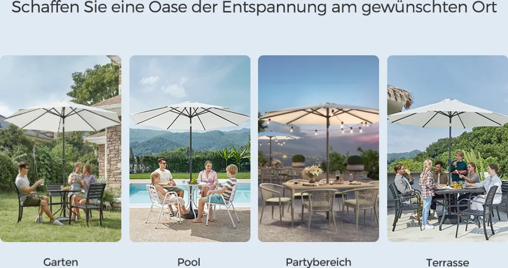 SONGMICS Sonnenschirm 300 Cm, UPF 50+, Beidseitig Um 30° Knickbar, Sonnenschutz, Mit Kurbel Zum Öffnen/Schließen, Beige GPU30BE 9 SONGMICS Sonnenschirm 300 Cm, UPF 50+, Beidseitig Um 30° Knickbar, Sonnenschutz, Mit Kurbel Zum Öffnen/Schließen, Beige GPU30BE - Image 9
