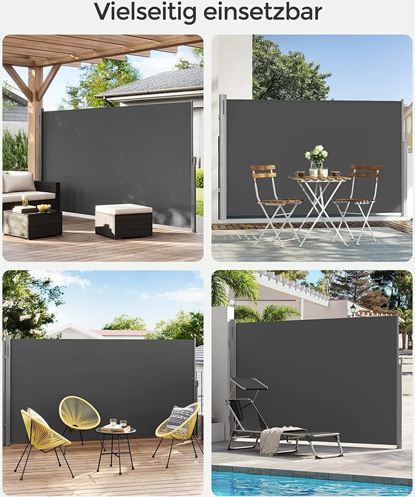 SONGMICS Alu Seitenmarkise 200 X 400 Cm 280 G/m² Ausziehbar Sichtschutz, Sonnenschutz Für Balkon & Terrasse Anthrazit GSA204G01 6 SONGMICS Alu Seitenmarkise 200 X 400 Cm 280 G/m² Ausziehbar Sichtschutz, Sonnenschutz Für Balkon & Terrasse Anthrazit GSA204G01 - Image 6
