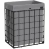 Songmics Wäschekorb LCB190G01, Schwarz-grau, Metallgestell, Faltbar, 48 X 58 X 33 Cm, 90 Liter