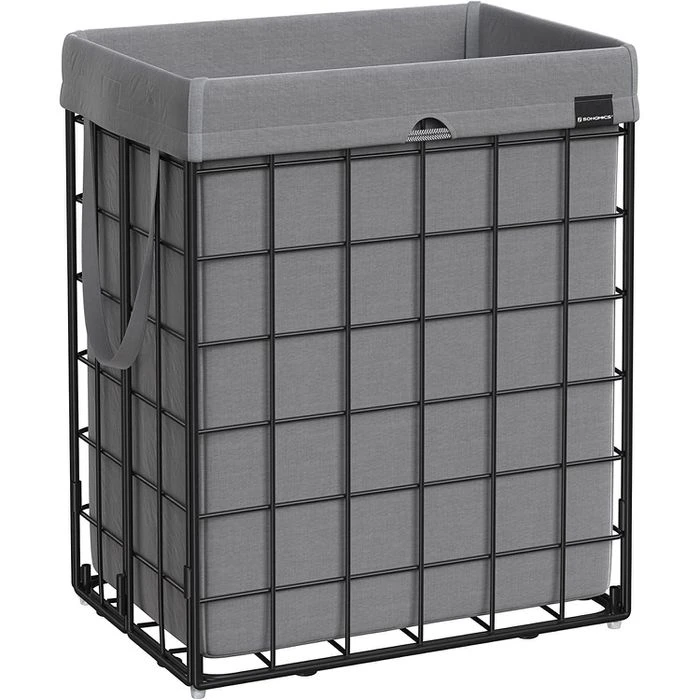 Songmics Wäschekorb LCB190G01, Schwarz-grau, Metallgestell, Faltbar, 48 X 58 X 33 Cm, 90 Liter 1 Songmics Wäschekorb LCB190G01, Schwarz-grau, Metallgestell, Faltbar, 48 X 58 X 33 Cm, 90 Liter