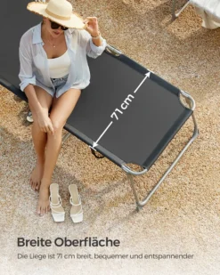 SONGMICS Große Sonnenliege, Klappbarer Liegestuhl, 200 X 71 X 38 Cm, Belastbarkeit 150 Kg, Mit Sonnenschutz, Kopfstütze Und Verstellbarer Rückenlehne, Für Garten Pool Terrasse, Anthrazit GCB22GYV2 -Songmics Verkaufsgeschäft 2d70df37968788b141fc8712b8a4a4b2