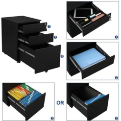 Songmics Rollcontainer OFC60BK, Metall, Schwarz, Mit 2 Schüben Und Hängeregistratur, Abschließbar -Songmics Verkaufsgeschäft 2f4cd947042482354821d0121f337a4f280ae883 rollcontainer songmics ofc60bk metall schwarz