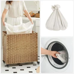 Songmics Wäschekorb LCB363N01, Natur, 3 Fächer, Aus Kunststoff, 66 X 60,5 X 33 Cm, 140 Liter -Songmics Verkaufsgeschäft 2f7854cd14f2ee6e33655da666df4486def05d33 waeschekorb songmics lcb363n01 natur 3 faecher