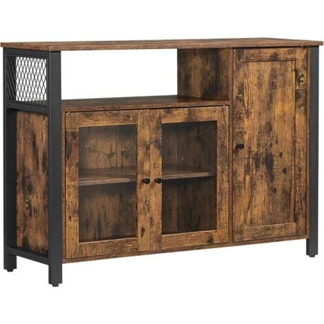 VASAGLE Sideboard, Küchenschrank, Aufbewahrungsschrank, Mit 3 Türen, Für Wohnzimmer, Küche, Esszimmer, 110 X 33 X 75 Cm, Industriestil, Vintagebraun-schwarz Von SONGMICS LSC096B01 1 VASAGLE Sideboard, Küchenschrank, Aufbewahrungsschrank, Mit 3 Türen, Für Wohnzimmer, Küche, Esszimmer, 110 X 33 X 75 Cm, Industriestil, Vintagebraun-schwarz Von SONGMICS LSC096B01