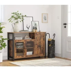 VASAGLE Sideboard, Küchenschrank, Aufbewahrungsschrank, Mit 3 Türen, Für Wohnzimmer, Küche, Esszimmer, 110 X 33 X 75 Cm, Industriestil, Vintagebraun-schwarz Von SONGMICS LSC096B01 6 VASAGLE Sideboard, Küchenschrank, Aufbewahrungsschrank, Mit 3 Türen, Für Wohnzimmer, Küche, Esszimmer, 110 X 33 X 75 Cm, Industriestil, Vintagebraun-schwarz Von SONGMICS LSC096B01 -Songmics Verkaufsgeschäft 30114964 2