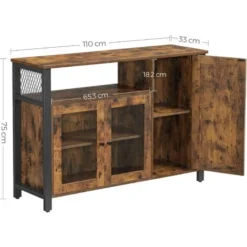 VASAGLE Sideboard, Küchenschrank, Aufbewahrungsschrank, Mit 3 Türen, Für Wohnzimmer, Küche, Esszimmer, 110 X 33 X 75 Cm, Industriestil, Vintagebraun-schwarz Von SONGMICS LSC096B01 9 VASAGLE Sideboard, Küchenschrank, Aufbewahrungsschrank, Mit 3 Türen, Für Wohnzimmer, Küche, Esszimmer, 110 X 33 X 75 Cm, Industriestil, Vintagebraun-schwarz Von SONGMICS LSC096B01 -Songmics Verkaufsgeschäft 30114964 5