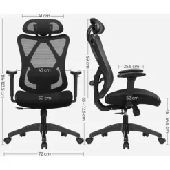 Songmics Bürostuhl OBN063B01, Schwarz, Stoff / Netz, Mit Kopfstütze, Bis 150 Kg -Songmics Verkaufsgeschäft 304c2e8dda535ed0e72de1cbee075fa89d9d0b10 buerostuhl songmics obn063b01