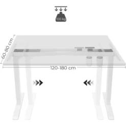 Songmics Tischgestell, Höhenverstellbar, Schreibtischgestell, Elektrischer Schreibtisch, Tischständer Mit Motor, Länge Verstellbar, Stahl, Weiß LSD010W01 -Songmics Verkaufsgeschäft 30950106 4