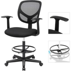 Songmics Arbeitsstuhl OBN25BK, Mit Rollen Und Fußring, Stoff / Netz, Schwarz -Songmics Verkaufsgeschäft 311d52ed531169ccfc4100f2756c6d7670eb7e18 arbeitsstuhl songmics obn25bk