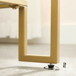 VASAGLE Couchtisch, Glastisch, Wohnzimmertisch, 2 Ablagen Aus Hartglas, Stahlgestell, 100 X 55 X 45 Cm, Dekoration, Für Wohnzimmer, Goldfarben Von SONGMICS LGT033A01 -Songmics Verkaufsgeschäft 33044656 4