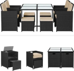 SONGMICS 9er Set, Balkonmöbel, Esstisch Und Stühle, Aus PE-Rattan, Terrassenmöbel GGF009B02 -Songmics Verkaufsgeschäft 33a65e122b054bb03c22e76fd96ca84b