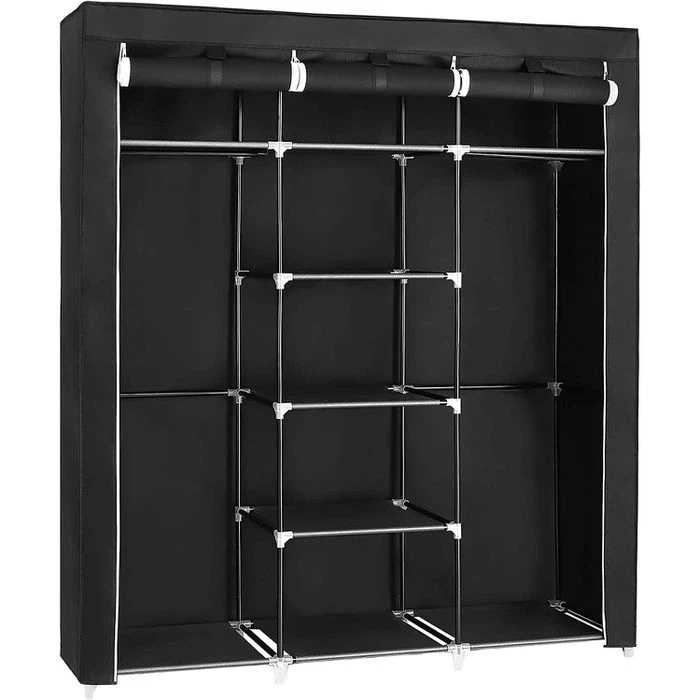 Songmics Stoffschrank RYG12B, Schwarz, 150 X 175 X 45cm, Mit 2 Kleiderstangen 1 Songmics Stoffschrank RYG12B, Schwarz, 150 X 175 X 45cm, Mit 2 Kleiderstangen