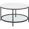 VASAGLE Couchtisch, Wohnzimmertisch, Sofatisch, Für Wohnzimmer, Mit Glasplatte, Einfacher Aufbau, Moderner Stil, Weiße Marmoroptik, Schwarzes Gestell LCT071B13 Von SONGMICS