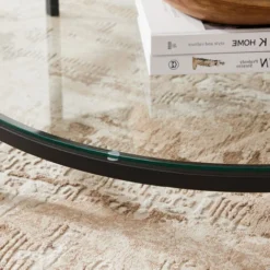 VASAGLE Couchtisch, Wohnzimmertisch, Sofatisch, Für Wohnzimmer, Mit Glasplatte, Einfacher Aufbau, Moderner Stil, Weiße Marmoroptik, Schwarzes Gestell LCT071B13 Von SONGMICS -Songmics Verkaufsgeschäft 35654907 3