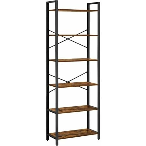 Songmics VASAGLE Bücherregal Mit 6 Ebenen, Aufbewahrungsregal, Stahlgestell, Für Wohnzimmer, Arbeitszimmer, Büro Und Flur, Höhe 186 Cm, Industrie-Design, Vintagebraun-schwarz LLS062B01 1 Songmics VASAGLE Bücherregal Mit 6 Ebenen, Aufbewahrungsregal, Stahlgestell, Für Wohnzimmer, Arbeitszimmer, Büro Und Flur, Höhe 186 Cm, Industrie-Design, Vintagebraun-schwarz LLS062B01